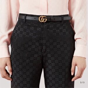 Gucci Black Belt with Gold GG Buckle